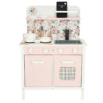 Παιδική Ξύλινη Κουζίνα KX3832 IKONKA, ροζ και λευκή, παιχνίδι ρόλων.