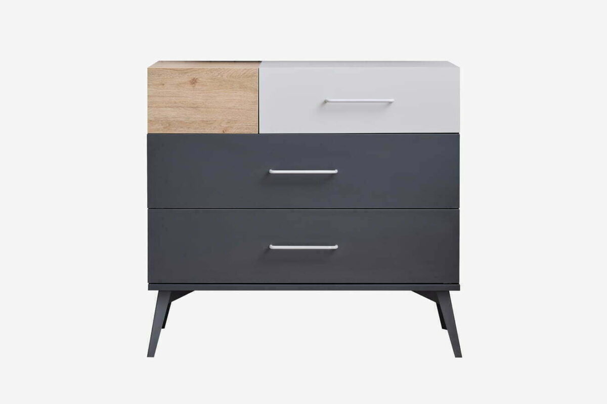 Συρταριέρα Harvey 21024 Kupa: ξύλο, λευκό, ανθρακί, 3 συρτάρια