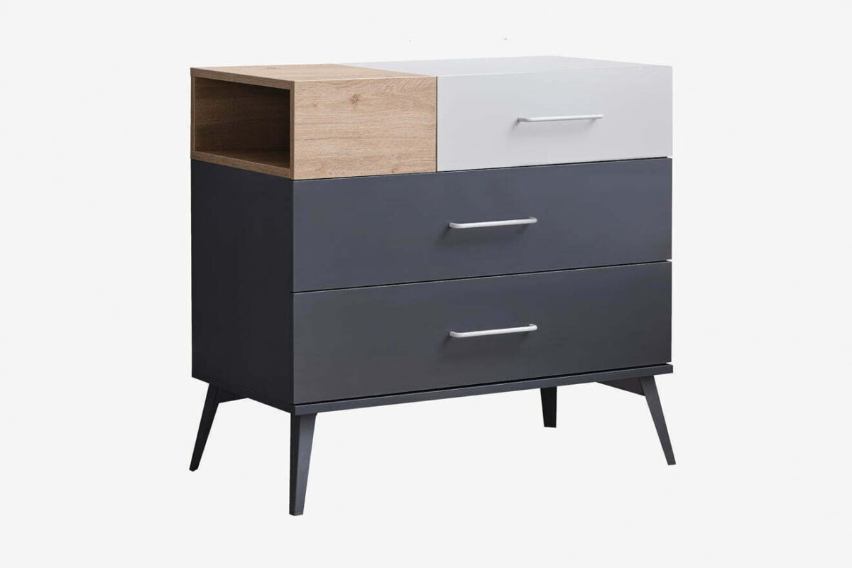 Συρταριέρα Harvey 21024 Kupa: μοντέρνα, ξύλινη, γκρι, λευκή