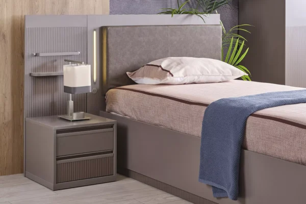 Κομοδίνο Shadow 21805 Kupa: μοντέρνο, γκρι, με 2 συρτάρια.