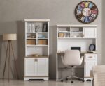 Βιβλιοθήκη LOFTER LF-110 Gencecix: Λευκή βιβλιοθήκη με ράφια και ντουλάπια.
