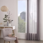 Γκρι διακοσμητική κουρτίνα με υφή, μοντέρνα, 140x260εκ.