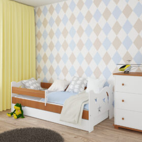 Καναπές Κρεβάτι KAMIL BabyCute λευκό και δρυς, παιδικό κρεβάτι με συρτάρι.