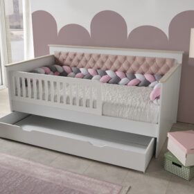 Καναπές Κρεβάτι Sahra Castle White 100x200cm με χώρο αποθήκευσης.