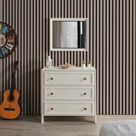 Λευκή συρταριέρα με καθρέπτη Inci Room NC-104/NC-105 Gencecix.