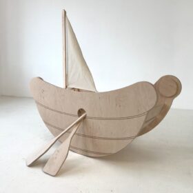 Montessori Ξύλινη Κούνια Πειρατικό Καράβι BabyWood, natural ξύλινο rocker 120cm