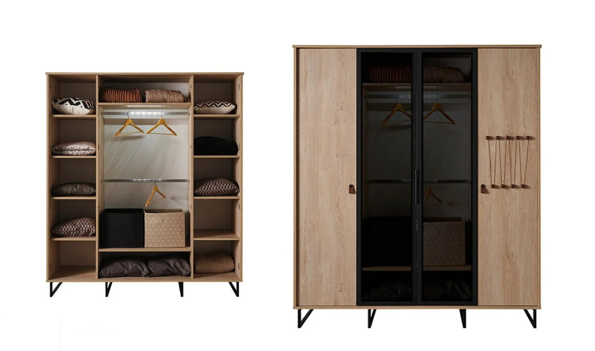 Ντουλάπα ρούχων Gencecix NEON TEEN με ράφια και κρεμάστρες.