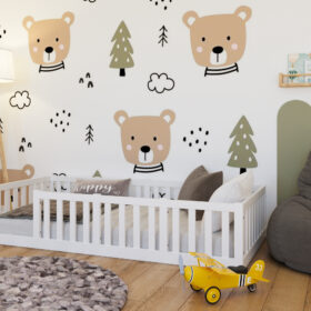 Λευκό παιδικό κρεβάτι Montessori Kids 90x200cm BabyCute με κάθετα κάγκελα