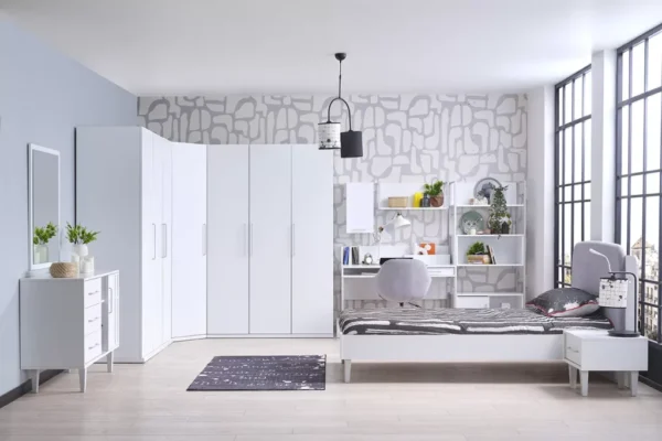 Ντουλάπα Μονόφυλλη Likya 21491 Kupa: Λευκή ντουλάπα για μοντέρνο υπνοδωμάτιο.