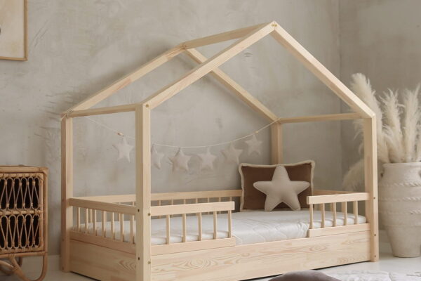 Παιδικό κρεβάτι Montessori House Bello Duo Luletto, φυσικό ξύλο, 100x200cm.