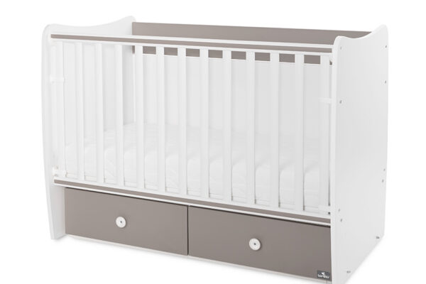 Βρεφικό κρεβάτι MATRIX White/String Lorelli: Κούνια με συρτάρια αποθήκευσης.