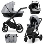 Πολυκαρότσι 3 σε 1 Ivento Black Kunert: Πλήρες σετ με port bebe