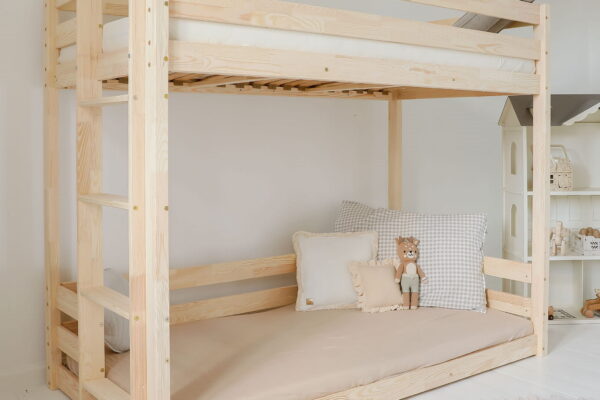 Χαμηλή παιδική κουκέτα Montessori Basic Luletto από μασίφ πεύκο 90x200cm.