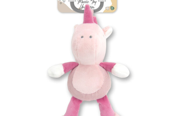 Κρεμαστό λούτρινο μονόκερος Lorelli: Μουσικό παιχνίδι για μωρά, ροζ χρώμα.