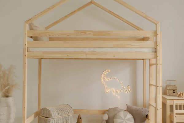 Υπερυψωμένο κρεβάτι HouseBed Loft Luletto από μασίφ ξύλο 90x200cm