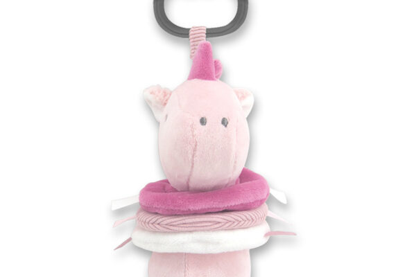 Κρεμαστό λούτρινο παιχνίδι με δόνηση, ροζ μονόκερος Lorelli