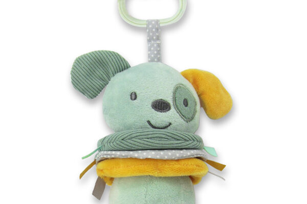 Κρεμαστό λούτρινο παιχνίδι με δόνηση Vibrating Dog Green Lorelli