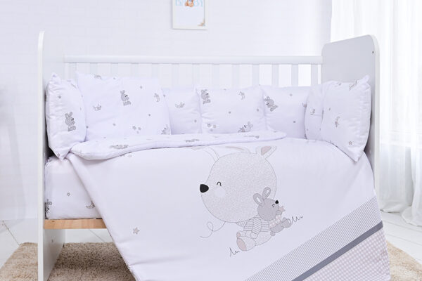 Σετ προίκας μωρού Lorelli LILY γκρι λαγουδάκια για κούνια.