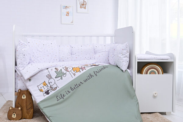 Σετ προίκας μωρού Lorelli Trend Plus Mint Happy Friends για κούνια.