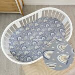 Κατωσέντονο Μεγάλο με λάστιχο Ουράνιο Τόξο Μπλε για Nika Bed Ingvart.