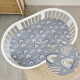 Κατωσέντονο Μεγάλο με λάστιχο Ουράνιο Τόξο Μπλε για Nika Bed Ingvart.