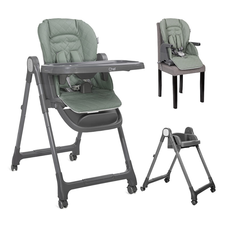 Καρεκλάκι φαγητού Shef 3in1 Green Leather Lorelli αναδιπλούμενο
