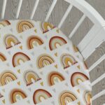 Κατωσέντονο μικρό με λάστιχο, ουράνιο τόξο κίτρινο για κούνια Ingvart.