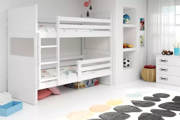 Κουκέτα Riccon από μασίφ ξύλο πεύκου λευκή 90×200cm με δώρο στρώματα.