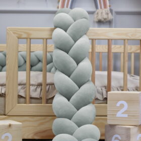 Πάντα πλεξούδα Διπλή Velvet Light Mint Luletto 400x15cm για κούνια