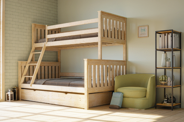 Κουκέτα Arizona: Μονή-ημίδιπλη από μασίφ ξύλο Natural 90/160×200cm.