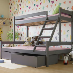 Κουκέτα  Rasa  Μονή – Ημίδιπλη από μασίφ ξύλο  Grey  90/120×200cm