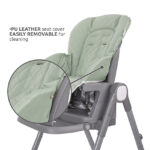 Καρεκλάκι φαγητού Lorelli Shef 3in1 Green Leather αναδιπλούμενο καθαρίζεται εύκολα.