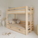 Κουκέτα  Basic Plus με Οριζόντιο Κάγκελο & Συρτάρι Αποθήκευσης σε Φυσικό  Ξύλο  90×200cm  Luletto (Δώρο 10% έκπτωση στα Στρώματα)