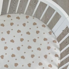 Κατωσέντονο Μικρό με λάστιχο Beige Hearts για Smart Bed Ingvart