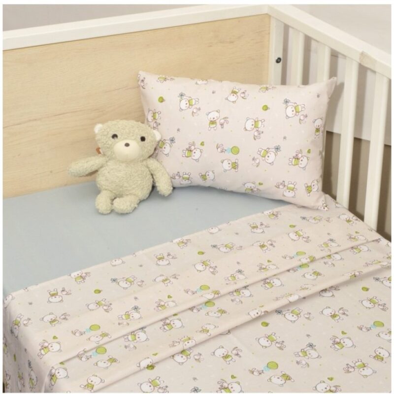 Σετ σεντόνια κούνιας Baby Oliver, 3 τεμαχίων με χαριτωμένο εμπριμέ.