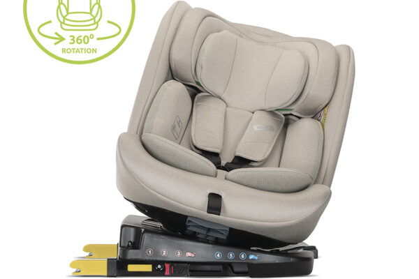 Lorelli Rodeo i-Size beige κάθισμα αυτοκινήτου Isofix με περιστροφή 360°.