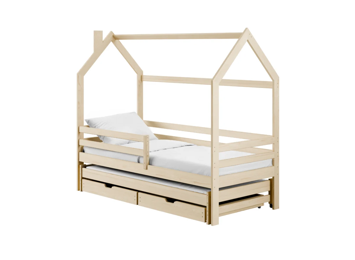 Κρεβάτι Σπιτάκι Disney από μασίφ ξύλο με συρόμενο και συρτάρια.