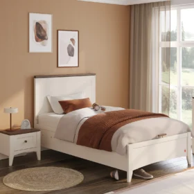 Παιδικό κρεβάτι Lapel Cilek 100x200cm με αποθηκευτικό χώρο, χρώμα cream.