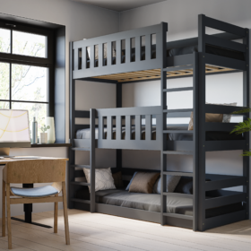 Παιδική κουκέτα Montessori Cozy Nest τριώροφη από μασίφ ξύλο 90x200cm.