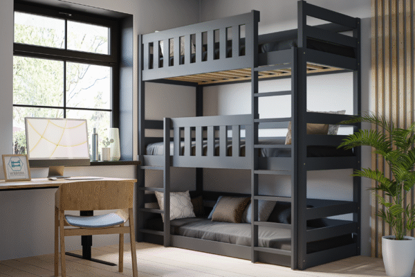 Παιδική κουκέτα Montessori Cozy Nest τριώροφη από μασίφ ξύλο 90x200cm.