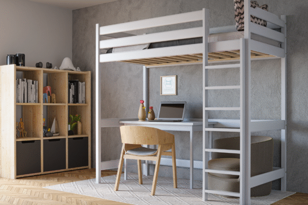 Υπερυψωμένο κρεβάτι Toledo από μασίφ ξύλο 90x200cm, ανθεκτικό και κομψό.