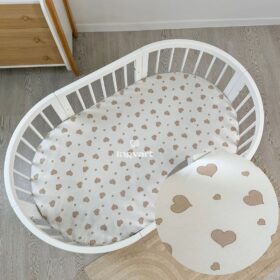 Κατωσέντονο Μεγάλο με λάστιχο Beige Hearts για Nika Bed/Smart Bed Ingvart.