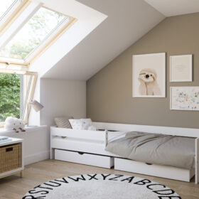 Καναπές Κρεβάτι Pino BabyCute με συρτάρια λευκό 90x200cm BC50060.