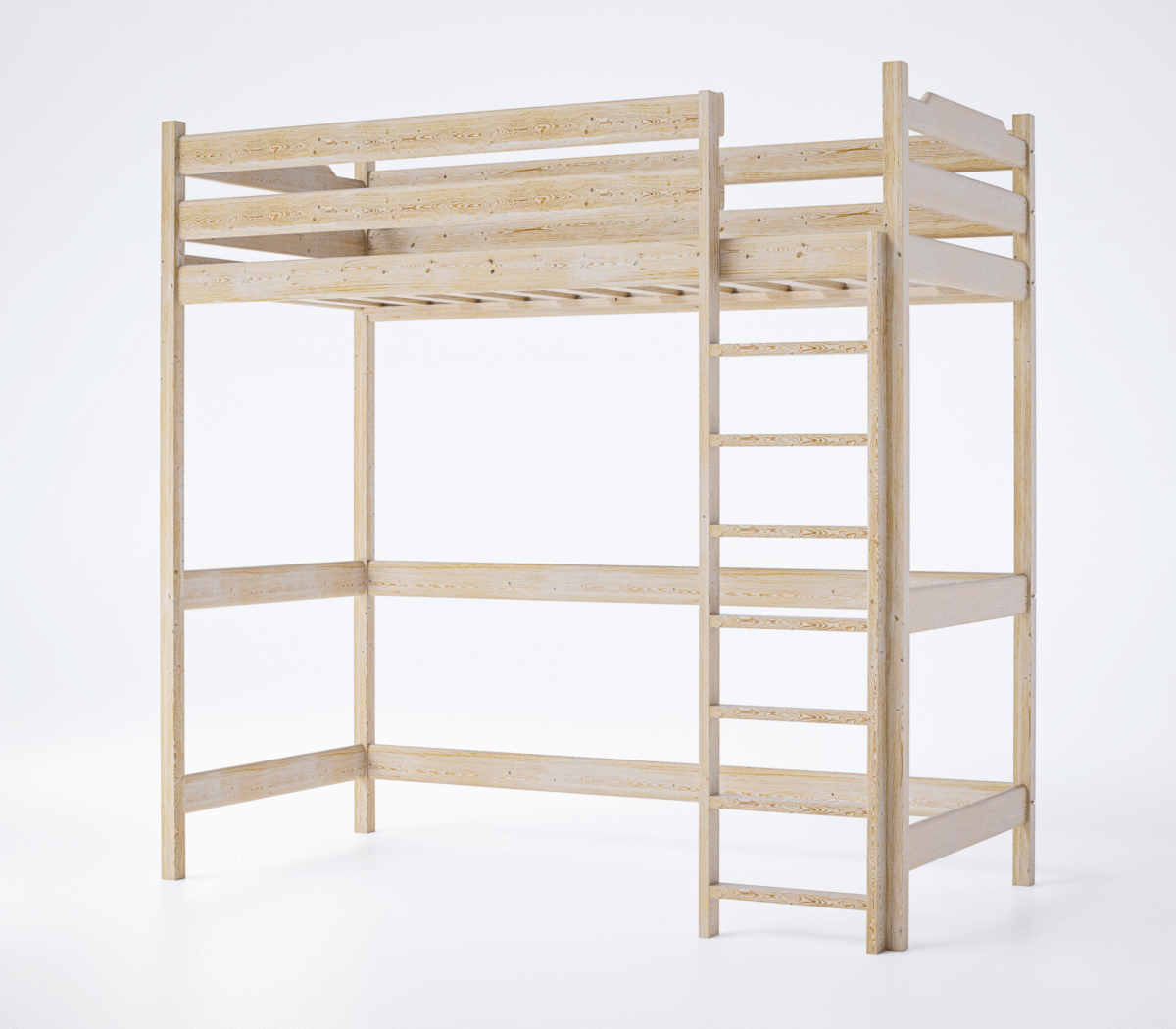 Υπερυψωμένο κρεβάτι Toledo από μασίφ ξύλο Natural 90×200cm.