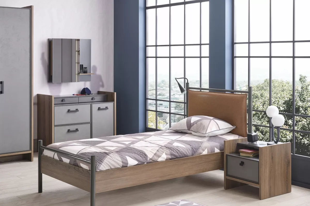 Κρεβάτι μονό Action 100x200cm 22302 Kupa, ξύλινη βάση και κεφαλάρι.