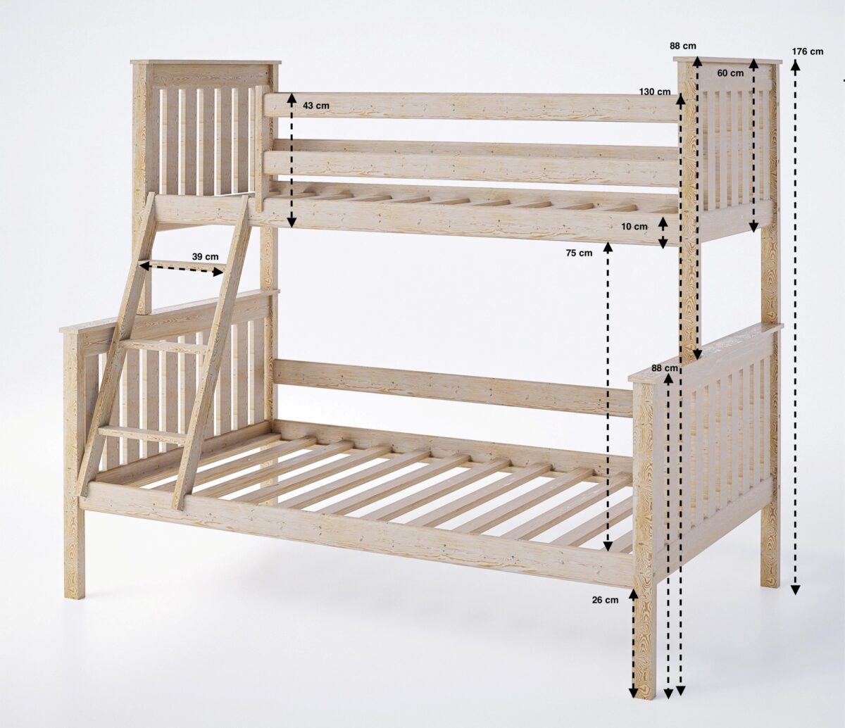 Κουκέτα Arizona μονή-ημίδιπλη από μασίφ ξύλο natural 90/160x200cm.