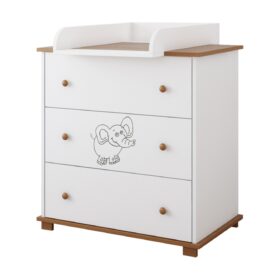 Συρταριέρα με αλλαξιέρα BabyCute White & Mocha Elephant για το μωρό.