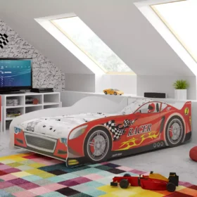Κρεβάτι Cars Silver 80x160 με στρώμα, παιδικό κρεβάτι αυτοκίνητο.