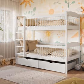 Κουκέτα Luna λευκή από μασίφ ξύλο 80x180cm, παιδικό δωμάτιο