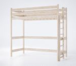 Υπερυψωμένο κρεβάτι Tadek από μασίφ ξύλο πεύκου, φυσικό, 90x200cm